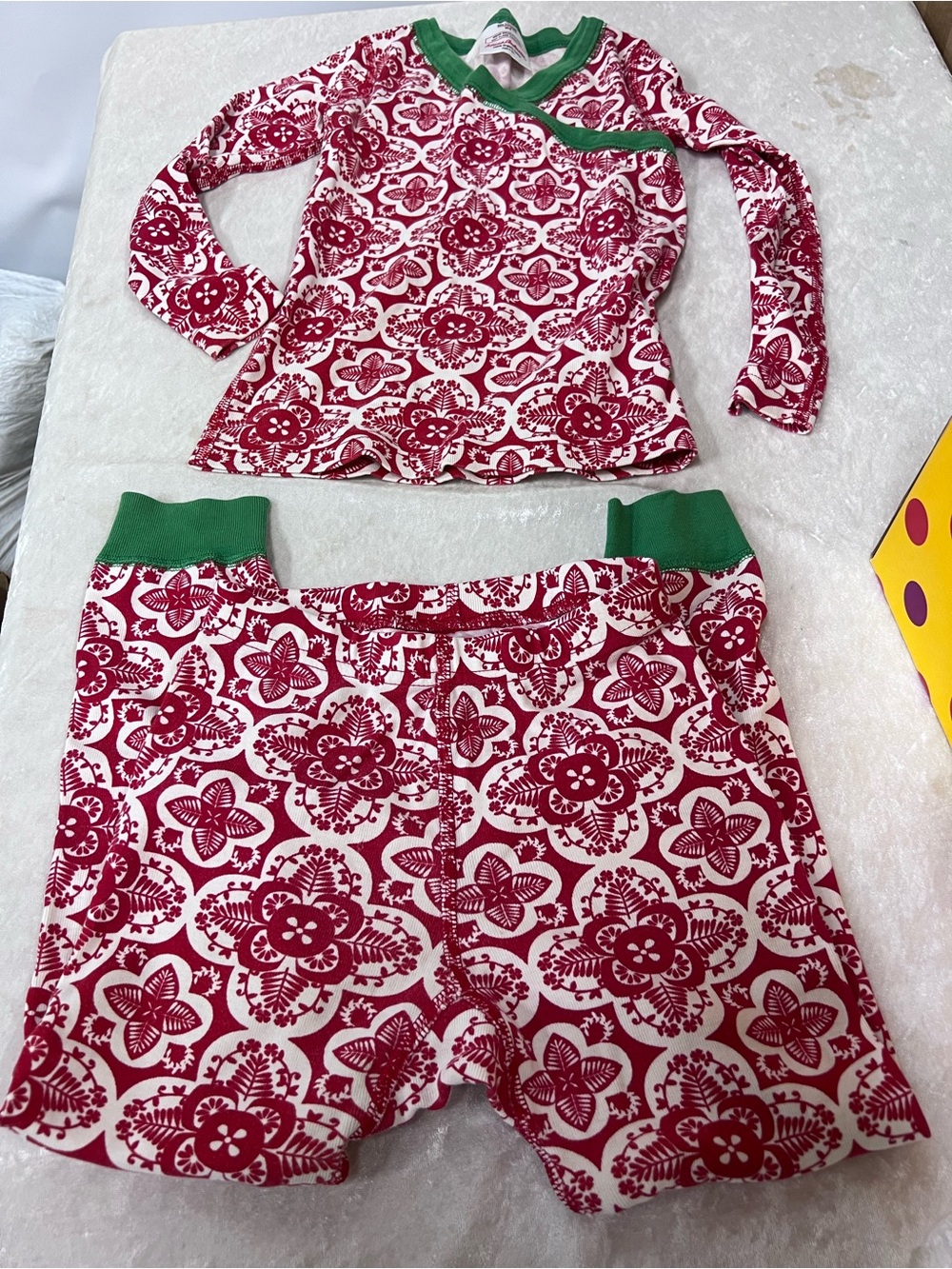 Hanna Andersson Nordic 100% organic cotton red green holiday pajamas size 4